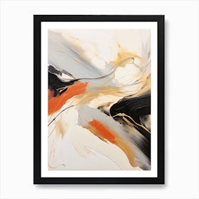 Charcoal And Orange Autumn Abstract Painting 4 Art Print