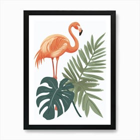 Andean Flamingo And Monstera Deliciosa Boho Print 1 Art Print