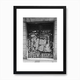 Barcelona Graffiti Black And White Art Print