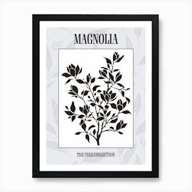 Magnolia Tree Simple Geometric Nature Stencil 3 Poster Art Print