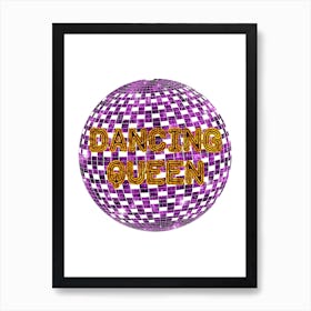 Dancing Queen Disco Ball  Retro Art Print Affiche