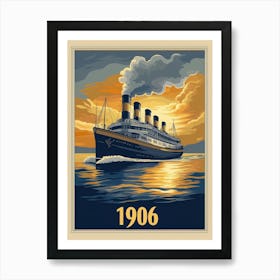 Aihrgdesign A Vintage Travel Poster Of A Luxury Steamship Sai C65b5b3d 8eca 47d8 Ab1d 6886385448a9 3 Art Print