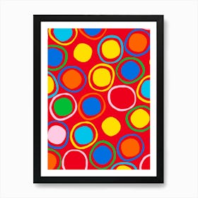 Circles On A Red Background 1 Art Print