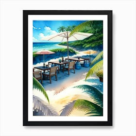 Restaurant On The Beach Art Print