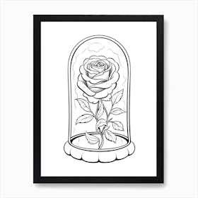 The Enchanted Rose (Beauty And The Beast) Fantasy Inspired Line Art 2 Art Print