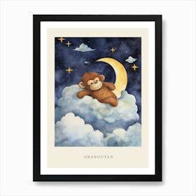 Baby Orangutan 4 Sleeping In The Clouds Nursery Poster Art Print