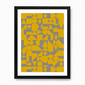 Geometric Shapes In Mustard Yellow And Grey Art Print