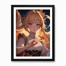 Anime Girl With Long Blonde Hair Art Print