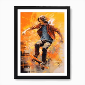 Skateboarding In Melbourne, Australia Drawing 1 Art Print