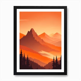 Misty Mountains Vertical Composition In Orange Tone 36 Art Print