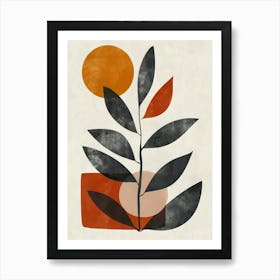 Painted Shapes And Plants 1 Art Print