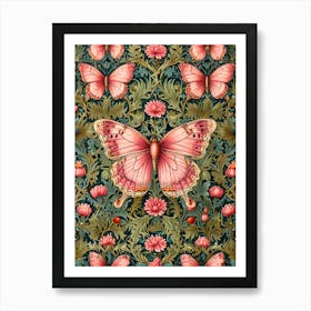 William Morris Pink Butterflies Art Print