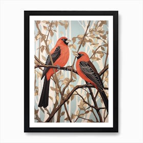 Art Nouveau Birds Poster Cardinal 4 Art Print