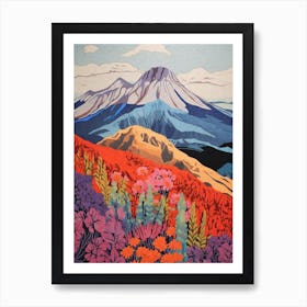 Mount St Helens United States 4 Colourful Mountain Illustration Art Print