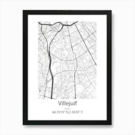 Villejuif,France Minimalist Map Affiche