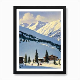 Davos, Switzerland Ski Resort Vintage Landscape 1 Skiing Poster Art Print