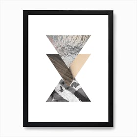 Three Triangle Sand Glass & Black Marble Circle Abstract Art Print