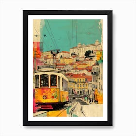 Lisbon   Retro Collage Style 2 Art Print