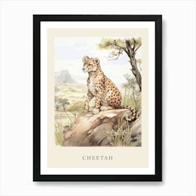 Beatrix Potter Inspired  Animal Watercolour Cheetah 3 Art Print