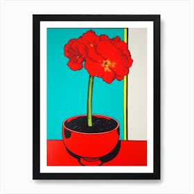 Flower Amaryllis Vase Pop Art  Art Print