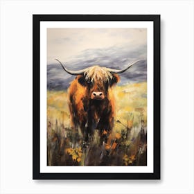 Impressionism Style Painting Of Highland Cow In The Valley 3 Art Print