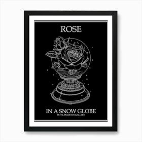 Rose In A Snow Globe Line Drawing 3 Poster Inverted Art Print