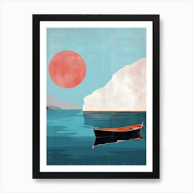 Boat In The Water, Boho, Minimalism, Oil Art Print