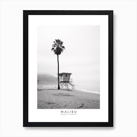 Poster Of Malibu, Black And White Analogue Photograph 1 Art Print