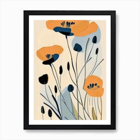 California Poppy Wildflower Modern Muted Colours 1 Art Print