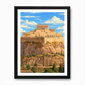 Acropolis Of Athens Pixel Art 1 Art Print