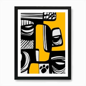 Abstract Painting Black And Yellow 1 Art Print