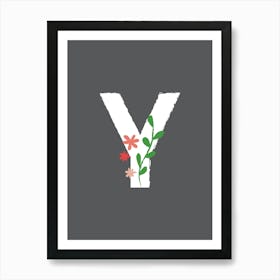 Bedroom Decor White Floral Letters 25 Art Print