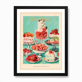 Retro Layered Strawberry Dessert Collage 3 Poster Art Print