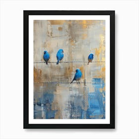 Blue Birds On A Wire 6 Art Print