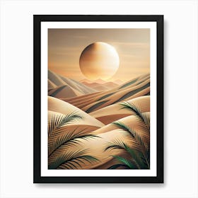 Desert Landscape With Palm Trees 3 Art Print