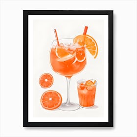 Aperol With Ice And Orange Watercolor Vertical Composition 53 Art Print