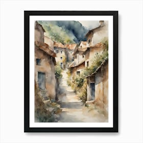 Watercolor Of A Village 1 Art Print