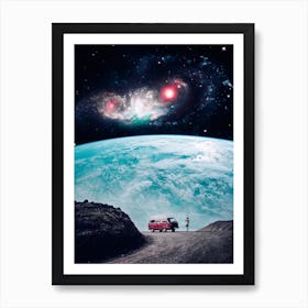 Van Travel In Front Of Earth Art Print