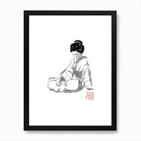 Geisha And Fan Art Print