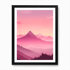 Misty Mountains Vertical Background In Pink Tone 1 Art Print