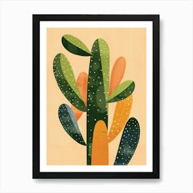 Rat Tail Cactus Minimalist Abstract Illustration 8 Art Print