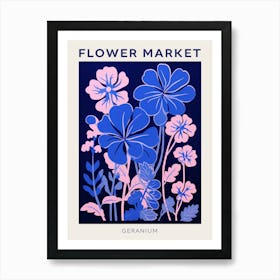 Blue Flower Market Poster Geranium 2 Art Print