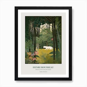 Henri Rousseau  Style Wild Cats Collection White Botanical 2 Art Print