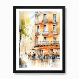 Watercolor Of A Cafe In Paris 7 Art Print