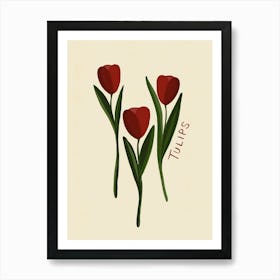 Neutral Red Tulips Art Print