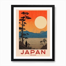 Lake Biwa, Visit Japan Vintage Travel Art 4 Art Print