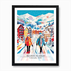 Telluride Ski Resort   Colorado Usa, Ski Resort Poster Illustration 1 Art Print