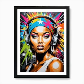 Graffiti Mural Of Beautiful Hip Hop Girl 31 Art Print