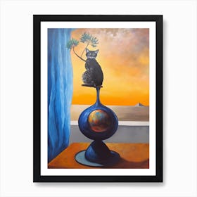 Lavender With A Cat 4 Dali Surrealism Style Art Print