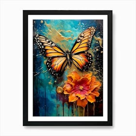 Butterfly And Flower Art Print